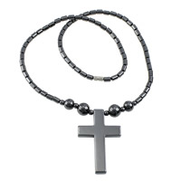 hématite non magnétique collier, acier inoxydable Fermoir à visser, croix Environ 19 pouce, Vendu par brin