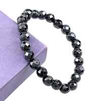 Pulsera de Hematite No Magnético, Hematita no magnética, Esférico, facetas, 8mm, longitud:aproximado 7 Inch, Vendido por Sarta