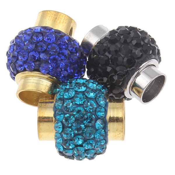 Zinc Alloy Magnetic Clasp, with Rhinestone Clay Pave, plated, more colors for choice, nickel, lead & cadmium free, 18x14mm, Hole:Approx 6mm, Sold By PC