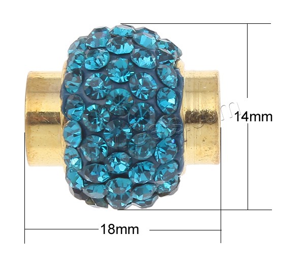 Zinc Alloy Magnetic Clasp, with Rhinestone Clay Pave, plated, more colors for choice, nickel, lead & cadmium free, 18x14mm, Hole:Approx 6mm, Sold By PC