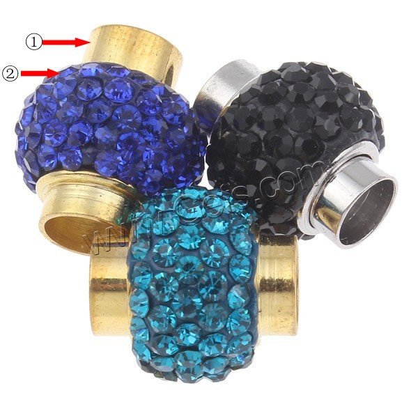 Zinc Alloy Magnetic Clasp, with Rhinestone Clay Pave, plated, more colors for choice, nickel, lead & cadmium free, 18x14mm, Hole:Approx 6mm, Sold By PC