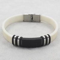 Bracelet en acier inoxydable Silicone, avec silicone, Placage, avec peint Environ 8 pouce, Vendu par brin