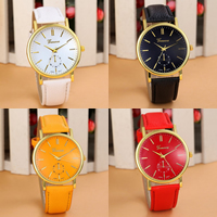 Reloj de Pulsera de mujeres, aleación de zinc, con Cuero de PU & Vidrio, movimiento chino, chapado en color dorado, para mujer, más colores para la opción, libre de níquel, plomo & cadmio, 38mm, longitud:aproximado 9.4 Inch, Vendido por UD