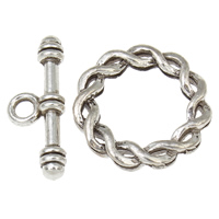 Zink Legierung Knebelverschluss, Zinklegierung, Kreisring, antik silberfarben plattiert, Einzelstrang, frei von Nickel, Blei & Kadmium, 21x3mm, 24x9x4mm, Bohrung:ca. 2mm, 14mm, 20SetsSatz/Tasche, verkauft von Tasche