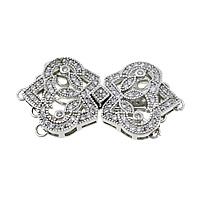 Sterling Silver Box Clasp, 925 Sterling Silver, plated, micro pave cubic zirconia Approx 1.5mm 
