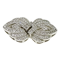 Sterling Silver Box Clasp, 925 Sterling Silver, plated, micro pave cubic zirconia Approx 