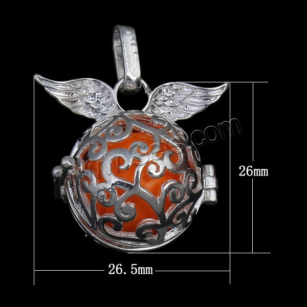 Bola pendentif boule, laiton, avec cloche en laiton, Rond, Placage, avec peint & creux, plus de couleurs à choisir, protéger l'environnement, sans nickel, plomb et cadmium, 26.5x26x20mm, Trou:Environ 3x9mm, Vendu par PC