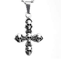 Pendentifs en titane, Acier titane, Croix avec tête de mort, pour homme & noircir Environ Vendu par PC