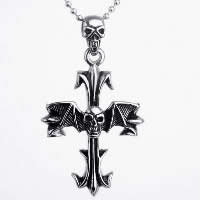 Pendentifs en titane, Acier titane, Croix avec tête de mort, pour homme & noircir Environ Vendu par PC