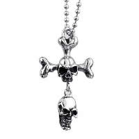 Pendentifs en titane, Acier titane, Croix avec tête de mort, pour homme & noircir Environ Vendu par PC