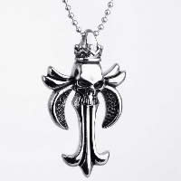 Pendentifs en titane, Acier titane, Croix avec tête de mort, pour homme & noircir Environ 3-5mm, Vendu par PC