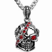 Pendentifs en titane, Acier titane, crane, pour homme & avec strass & noircir Environ Vendu par PC