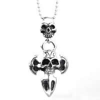 Pendentifs en titane, Acier titane, Croix avec tête de mort, pour homme & noircir Environ Vendu par PC