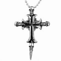 Pendentifs en titane, Acier titane, Croix avec tête de mort, pour homme & noircir Environ 3-5mm, Vendu par PC