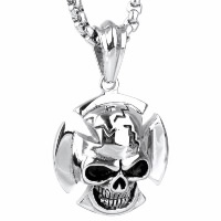 Pendentifs en titane, Acier titane, crane, pour homme & noircir, 31mm Environ Vendu par PC