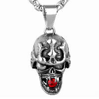 Pendentifs en titane, Acier titane, crane, pour homme & avec zircone cubique & noircir Environ Vendu par PC