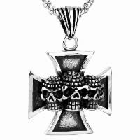 Pendentifs en titane, Acier titane, Croix avec tête de mort, pour homme & noircir Environ Vendu par PC