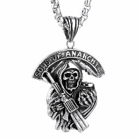 Pendentifs en titane, Acier titane, crane, avec le motif de lettre & pour homme & noircir Environ Vendu par PC