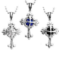 Pendentifs en titane, Acier titane, Croix fleur-de-lys, pour homme & avec zircone cubique & noircir, plus de couleurs à choisir Environ Vendu par PC