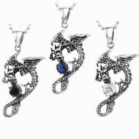 Pendentifs en titane, Acier titane, dragon, pour homme & avec zircone cubique & noircir, plus de couleurs à choisir Environ Vendu par PC