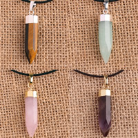 Gemstone Brass Pendants, with brass bail, pendulum, plated 35- Approx 2-5mm 