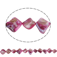 Gefärbte Muschelperlen, Süßwassermuschel, Rhombus, Fuchsia, 17x18x8.5mm-25x29x10mm, Bohrung:ca. 1mm, Länge:ca. 14.5 ZollInch, ca. 14PCs/Strang, verkauft von Strang