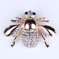 Broche de diamantes de imitación de la aleación de Zinc, con fundición, Insectos, chapado en oro de 18 K, con diamantes de imitación, libre de níquel, plomo & cadmio, 44x33mm, Vendido por UD