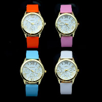 Reloj de Pulsera de mujeres, Cuero de PU, con dial de aleación de cinc & Vidrio, chapado, para mujer, más colores para la opción, 30mm, longitud:aproximado 9.8 Inch, Vendido por UD