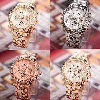 Reloj de Pulsera de mujeres, acero inoxidable, con dial de aleación de cinc & Vidrio, chapado, para mujer & con diamantes de imitación, más colores para la opción, 40mm, longitud:aproximado 10.8 Inch, Vendido por UD