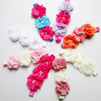 Fashion Baby Headband, Chiffon, with ABS Plastic Pearl & nylon elastic cord, Flower, elastic & for children & with rhinestone 130mm Approx 14 Inch 