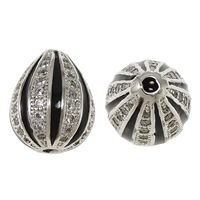 Cubic Zirconia Micro Pave Brass Beads, Teardrop, platinum plated, micro pave cubic zirconia & enamel Approx 1.5mm 