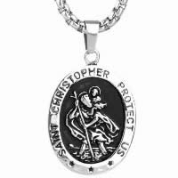 Pendentifs en titane, Acier titane, ovale plat, pour homme & noircir Environ Vendu par PC