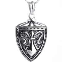 Pendentifs en titane, Acier titane, Bouclier, pour homme & martelé & noircir Environ Vendu par PC