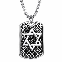 Pendentifs en titane, Acier titane, rectangle, avec l'étoile de David modèle & pour homme & noircir Environ 3-5mm, Vendu par PC