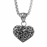 Pendentifs en titane, Acier titane, coeur, pour homme & creux & noircir Environ Vendu par PC