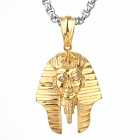 Pendentifs en titane, Acier titane, Egypte roi, Placage de couleur d'or, avec strass Environ Vendu par PC