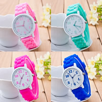 Reloj de Pulsera Unisex, silicona, con dial de aleación de cinc & Vidrio, movimiento chino, Redondo aplanado, barnizado, unisexo, más colores para la opción, 30-40mm, longitud:aproximado 9 Inch, Vendido por UD