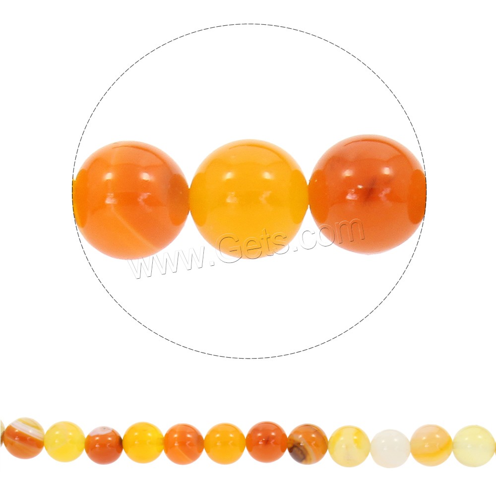 Natürliche Streifen Achat Perlen, rund, synthetisch, verschiedene Größen vorhanden, orange, Bohrung:ca. 1mm, Länge:ca. 15 ZollInch, verkauft von Strang