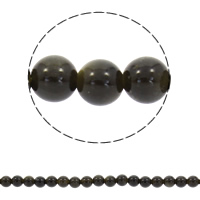 oro Obsidiana Abalorio, Esférico, sintético, 6mm, agujero:aproximado 1mm, longitud:aproximado 15.5 Inch, aproximado 70PCs/Sarta, Vendido por Sarta