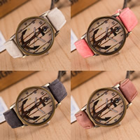 Reloj de Pulsera de mujeres, aleación de zinc, con Cuero de PU & Vidrio, movimiento chino, Redondo aplanado, chapado en color bronce antiguo, cepillado & para mujer, más colores para la opción, libre de níquel, plomo & cadmio, 40mm, longitud:aproximado 9 Inch, Vendido por UD