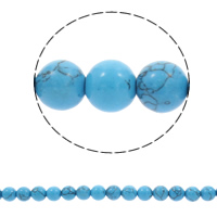 Синтетические бирюзовые бусы, Синтетическая бирюза, Круглая, разный размер для выбора, голубой, отверстие:Приблизительно 1mm, длина:Приблизительно 14.5 дюймовый, продается Strand