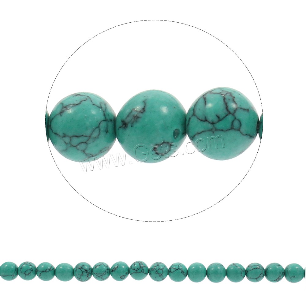 Perles en Turquoise synthétiques, Rond, normes différentes pour le choix, vert, Trou:Environ 1mm, Longueur:Environ 15.5 pouce, Vendu par brin