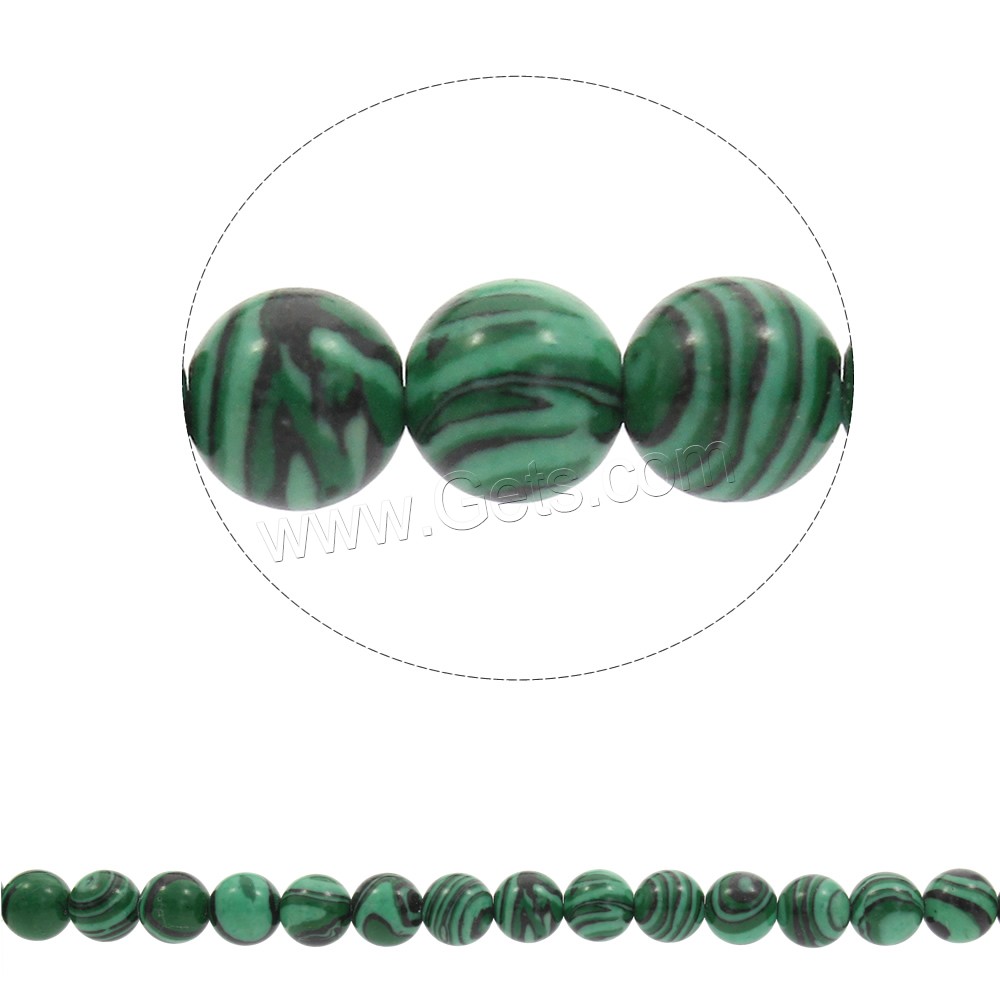 Perles synthétiques de Malachite, Rond, normes différentes pour le choix, Trou:Environ 1mm, Longueur:Environ 15 pouce, Vendu par brin