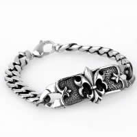 Titanium Steel Bracelet, curb chain & for man & blacken, 19.50mm Approx 8 Inch 