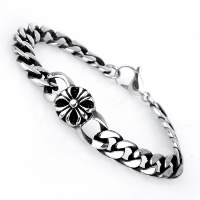 Titanium Steel Bracelet, curb chain & for man & blacken, 14.50mm Approx 8 Inch 