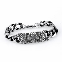 Titanium Steel Bracelet, curb chain & for man & blacken, 18mm Approx 8 Inch 