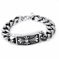 Titanium Steel Bracelet, curb chain & for man & blacken, 16mm Approx 8.5 Inch 