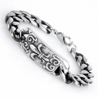 Titanium Steel Bracelet, curb chain & for man & blacken, 16.50mm Approx 8 Inch 