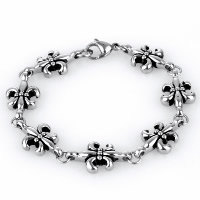 Titanium Steel Bracelet, Fleur-de-lis, for man & blacken, 14mm Approx 8 Inch 