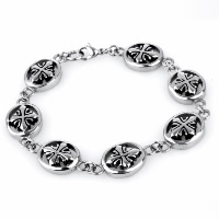 Titanium Steel Bracelet, fleur-de-lis cross, for man & blacken, 14.50mm Approx 8 Inch 